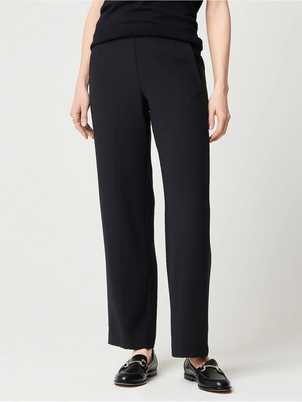 NWT J.Crew Factory Jamie Pant Black Elastic Waist Ankle Dress Pants 8P AL470